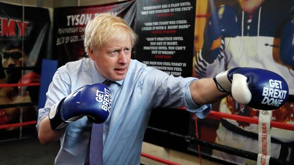 FILE - Britain's Prime Minister Boris Johnson poses for a photo wearing boxing gloves during a stop in his General Election Campaign trail - Sputnik International