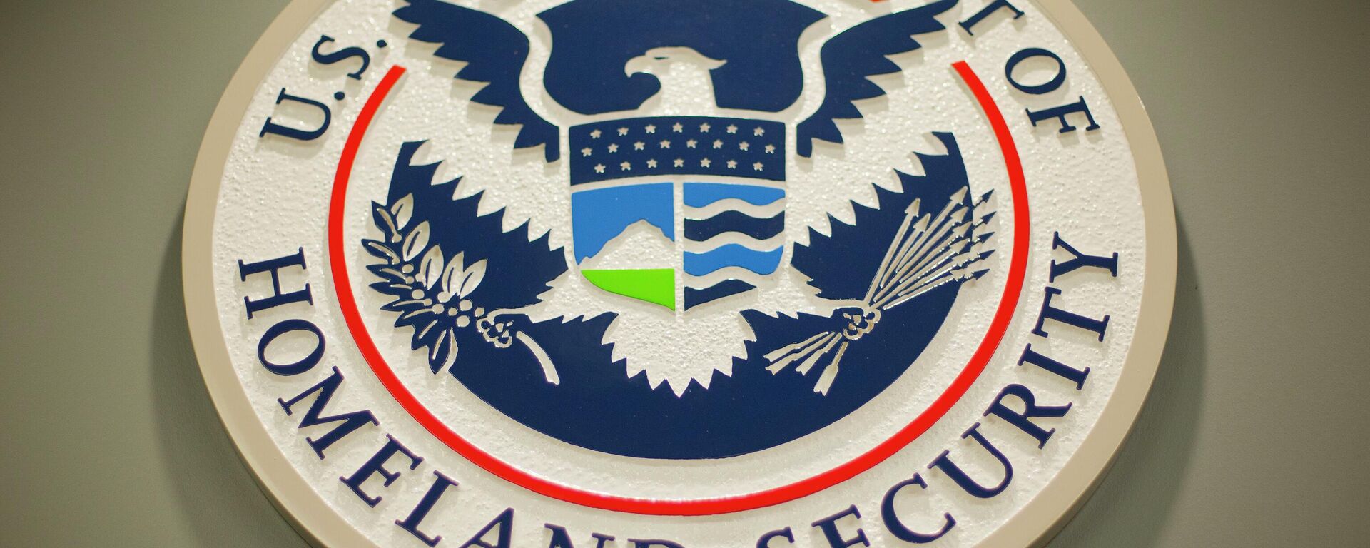 The Homeland Security logo is seen during a joint news conference in Washington, Feb. 25, 2015  - Sputnik International, 1920, 14.08.2022