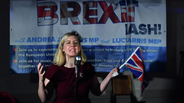 Conservative Party MP, Andrea Jenkyns speaks during her Brexit Celebration party in Morley, northern England on January 31, 2020, the day that the UK formally leaves the European Union. (Photo by Paul ELLIS / AFP) - Sputnik International