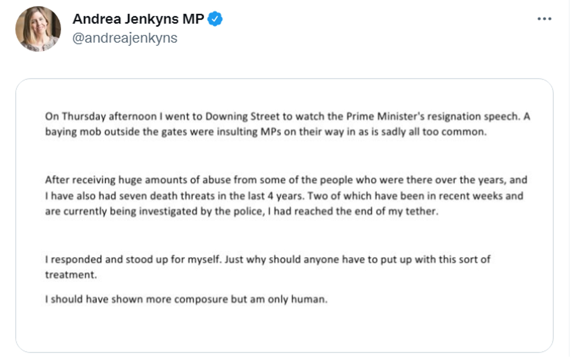 Screenshot of a tweet by UK education minister Andrea Jenkyns about an obscene gesture published on July 9 2022. - Sputnik International, 1920, 09.07.2022