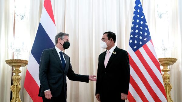 US Secretary of State Antony Blinken (L) meets with Thailand’s Prime Minister Prayut Chan-O-Cha at the Government House in Bangkok on July 10, 2022.  - Sputnik International