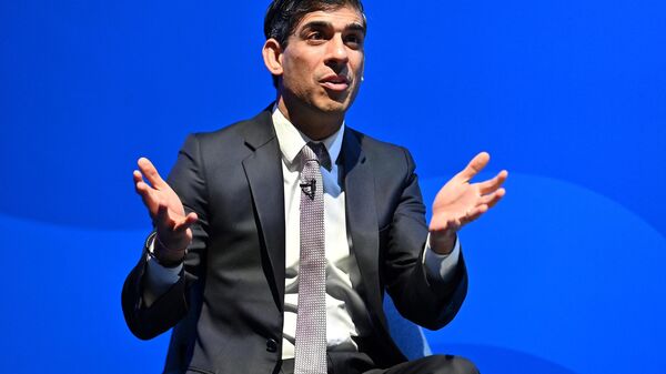 Britain's Chancellor of the Exchequer Rishi Sunak speaks during the Conservative Party Spring Conference, at Blackpool Winter Gardens in Blackpool, north-west England on March 18, 2022 - Sputnik International