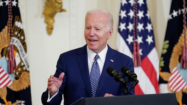  President Joe Biden speaks during a bill signing ceremony, June 13, 2022, in the East Room of the White House in Washington. Biden will make his first trip to the Middle East next month with visits to Israel, the West Bank and Saudi Arabia - Sputnik International