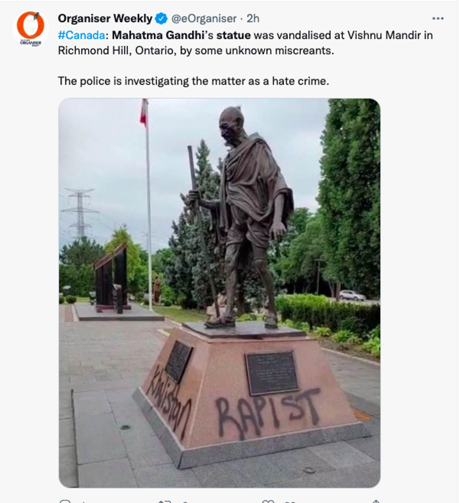 Mahatama Gandhi Vandalised Statue in Canada - Sputnik International, 1920, 14.07.2022