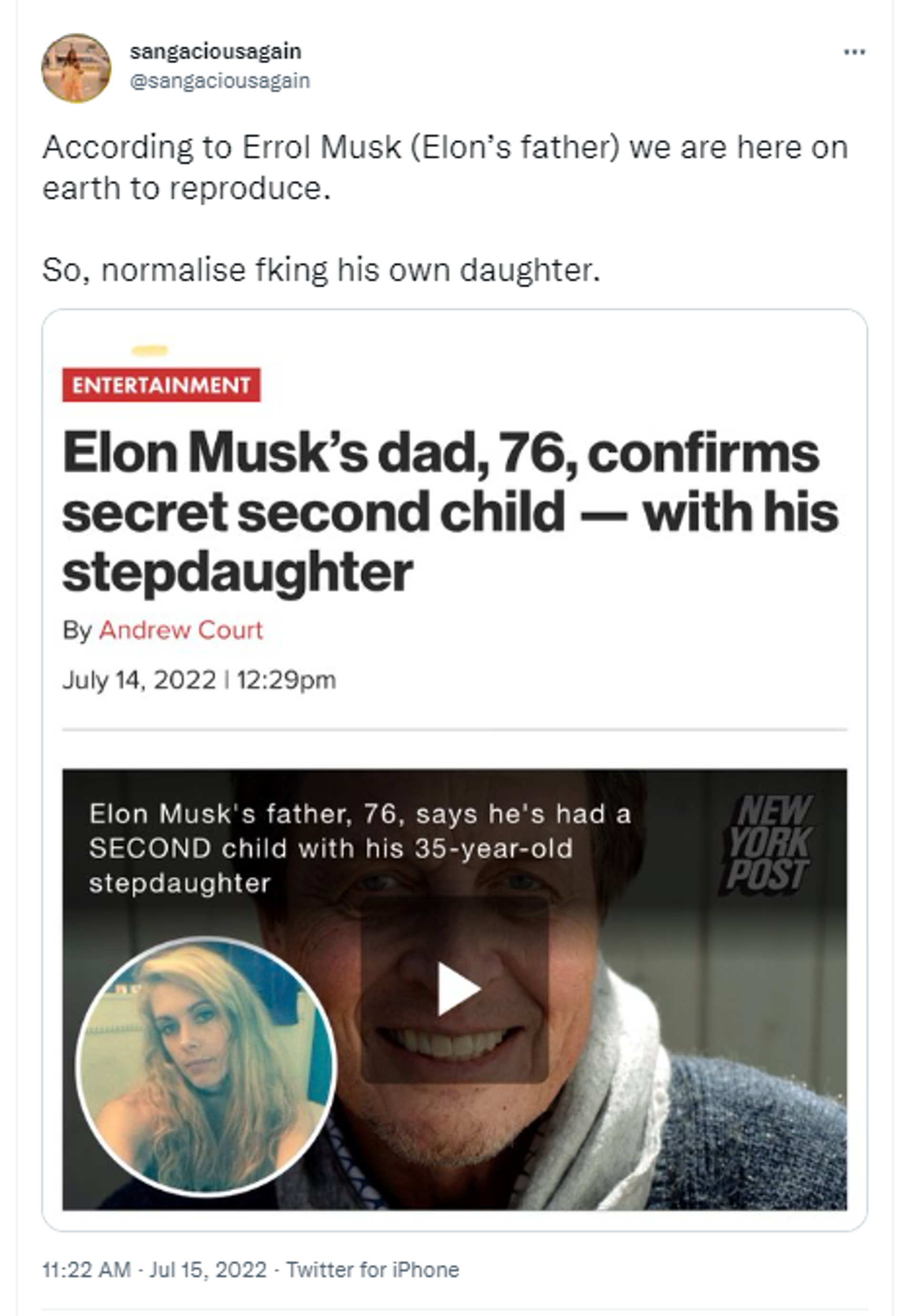 Netizens react to Elon Musk's father having a secret child with his 35-year-old stepdaughter Jana Bezuidenhout - Sputnik International, 1920, 15.07.2022
