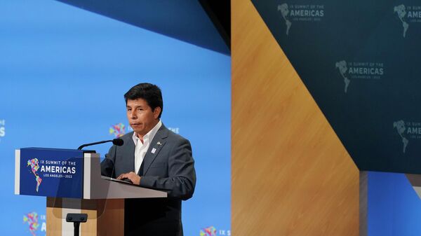 Peruvian President Pedro Castillo speaks during a plenary session at the Summit of the Americas, Friday, June 10, 2022, in Los Angeles. - Sputnik International