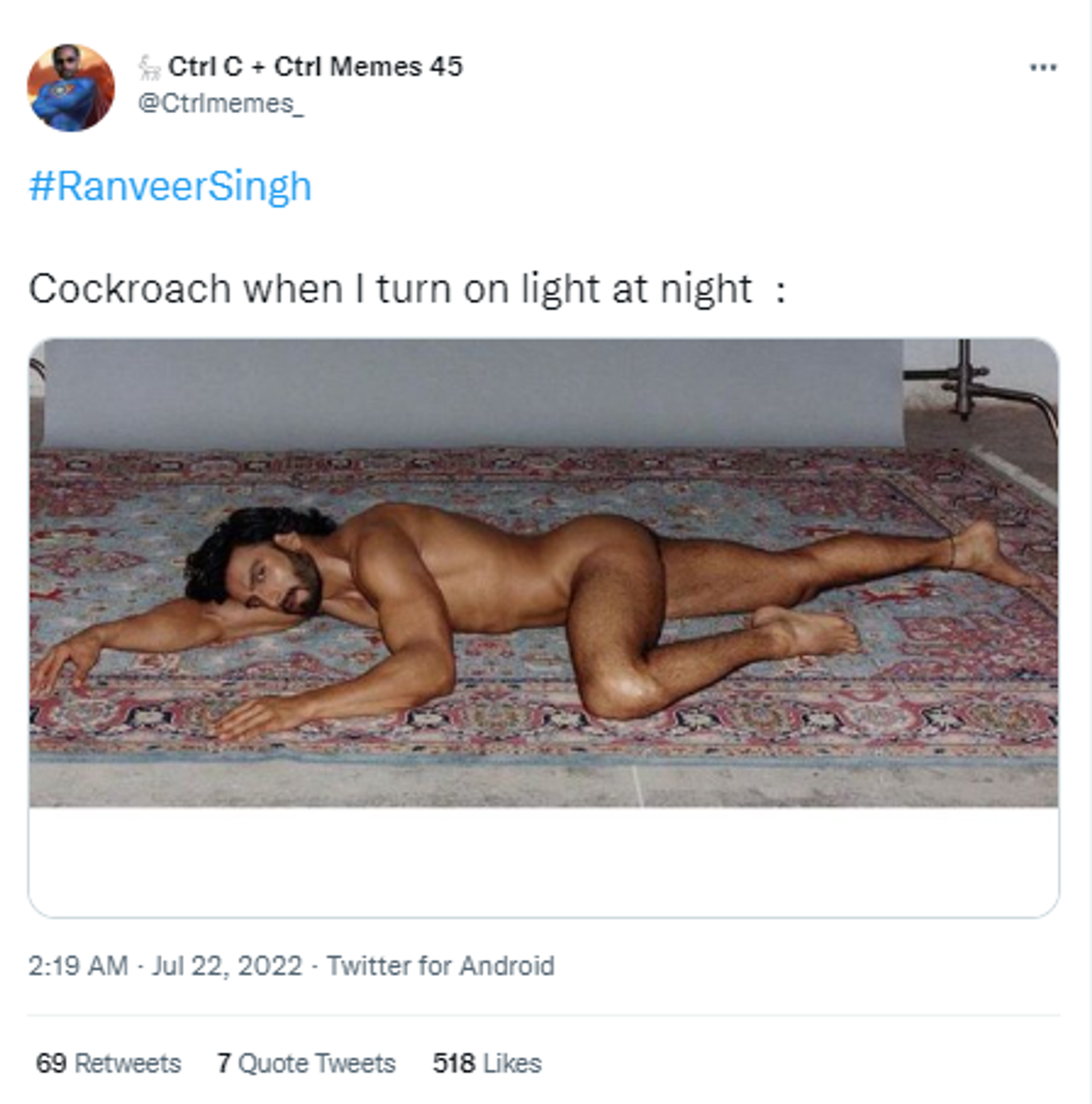 Netizens share hilarious memes after Ranveer Singh's naked photoshoot for a magazine goes viral on social media - Sputnik International, 1920, 22.07.2022