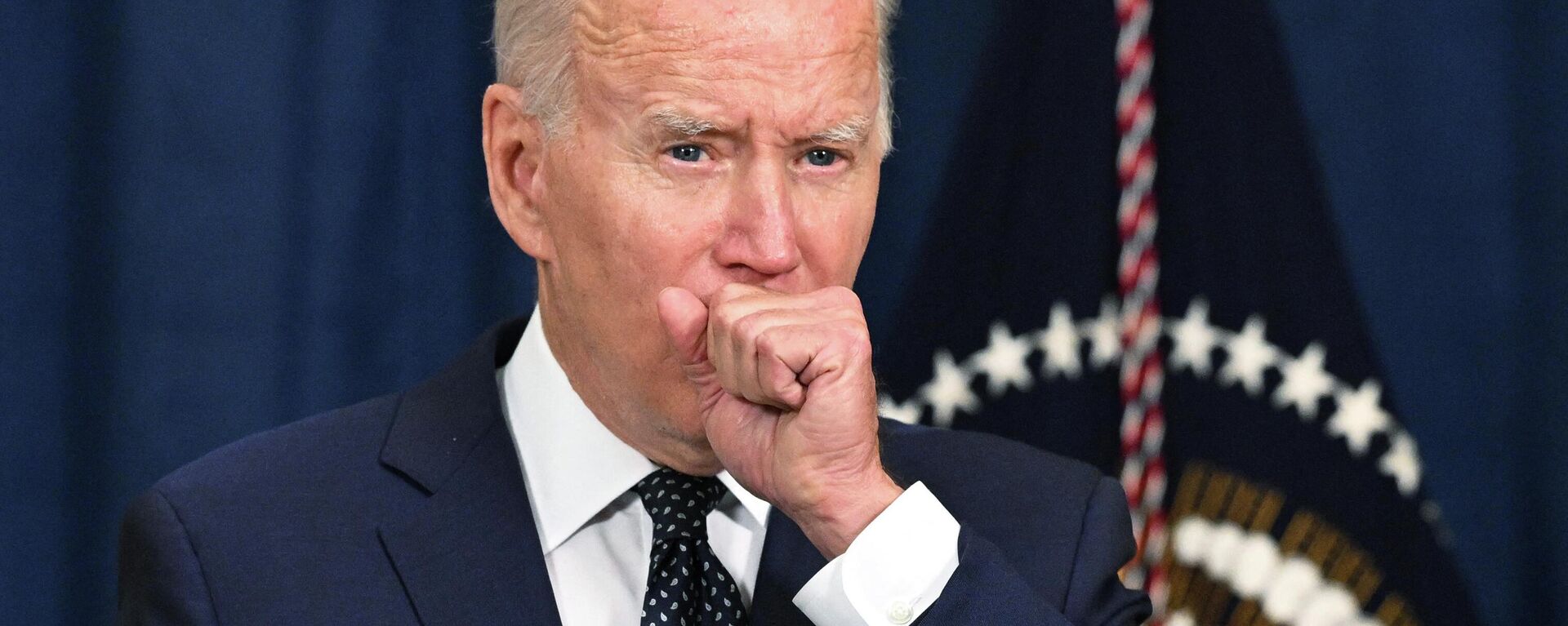 In this file photo taken on July 15, 2022, US President Joe Biden coughs as he speaks to the traveling press after taking part in a working session with Saudi Arabia's Crown Prince Mohammed bin Salman at the Al Salam Royal Palace in Jeddah, Saudi Arabia - Sputnik International, 1920, 02.08.2022