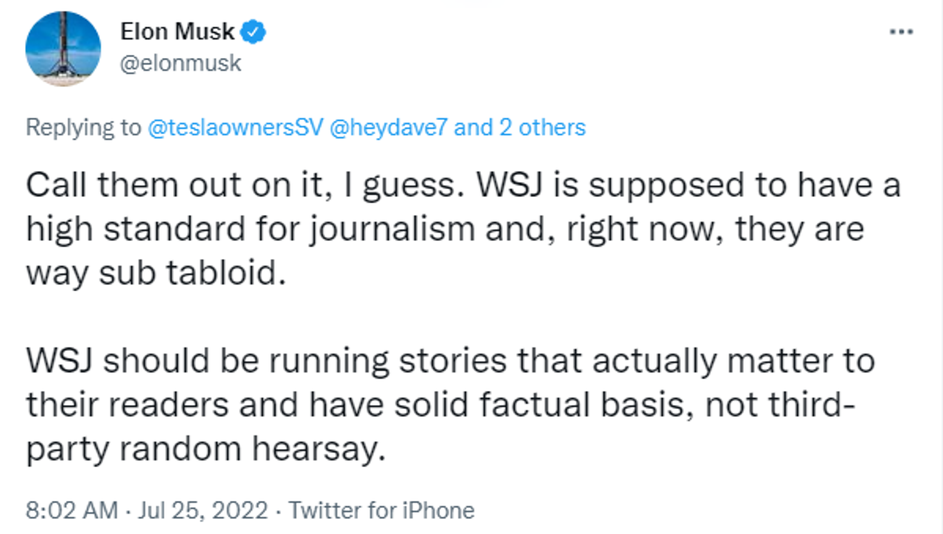 Elon Musk Suggest Wall Street Journal to Have High Standard for Journalism - Sputnik International, 1920, 26.07.2022
