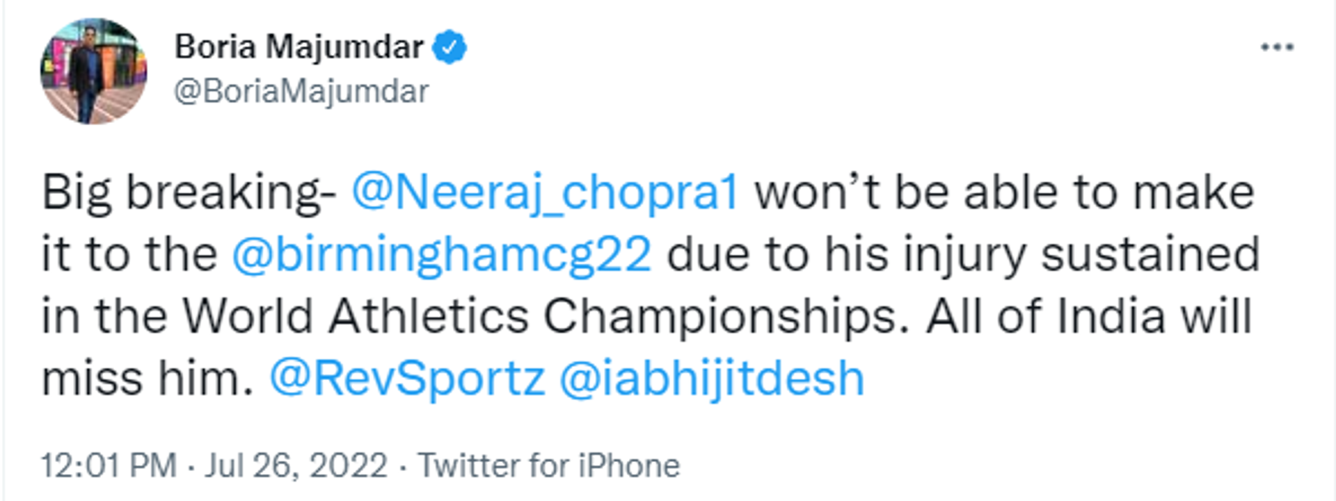 Netizens React to News about Neeraj Chopra Missing Out on Commonwealth Games 2022 - Sputnik International, 1920, 26.07.2022