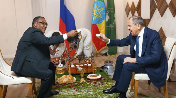 Ethiopian Foreign Minister Demeke Mekonnen and Russian Foreign Minister Sergey Lavrov attend a meeting in Addis Ababa, Ethiopia - Sputnik International