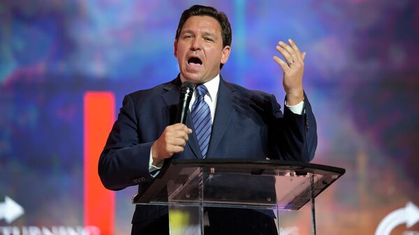 FILE - Florida Gov. Ron DeSantis addresses attendees during the Turning Point USA Student Action Summit, Friday, July 22, 2022, in Tampa, Fla. - Sputnik International