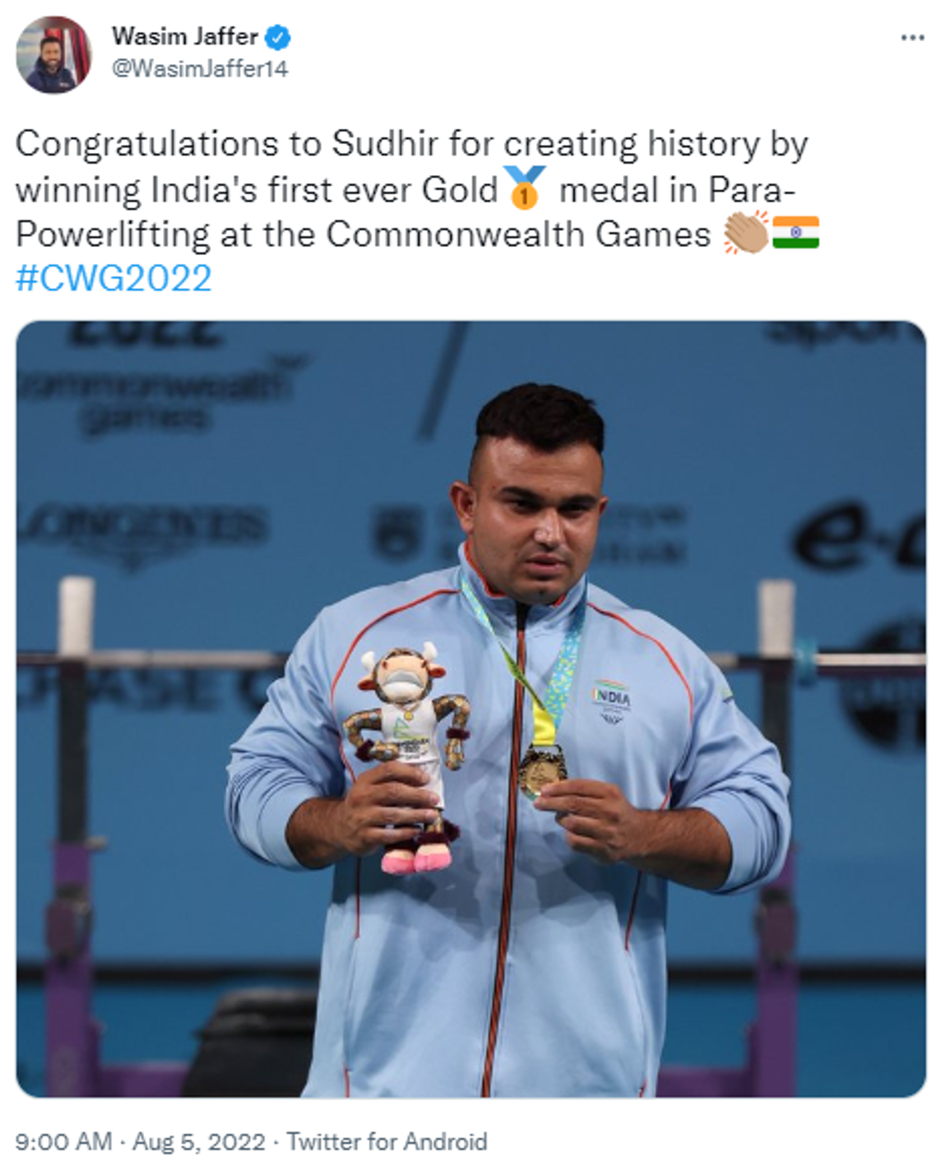 Former Indian Cricketer Congratulated Sudhir for Scripting History - Sputnik International, 1920, 05.08.2022