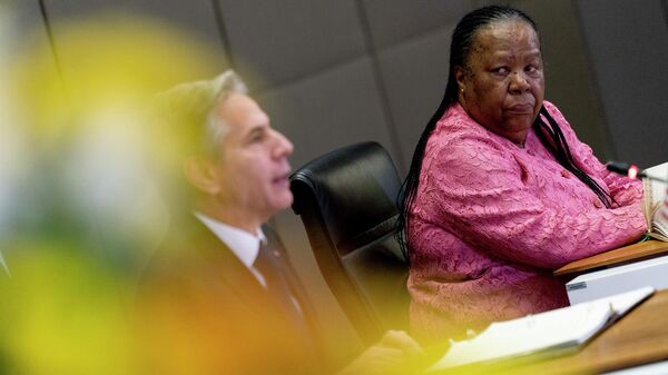 Secretary of State Antony Blinken, accompanied by South Africa's Foreign Minister Naledi Pandor, speaks during a news conference after meeting together at the South African Department of International Relations and Cooperation in Pretoria, South Africa, Monday, Aug. 8, 2022. Blinken is on a ten day trip to Cambodia, Philippines, South Africa, Congo, and Rwanda. - Sputnik International