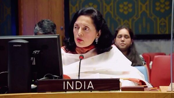 India's Ambassador to the UN Ruchira Kamboj speaks at the UNSC meeting on terrorism. - Sputnik International