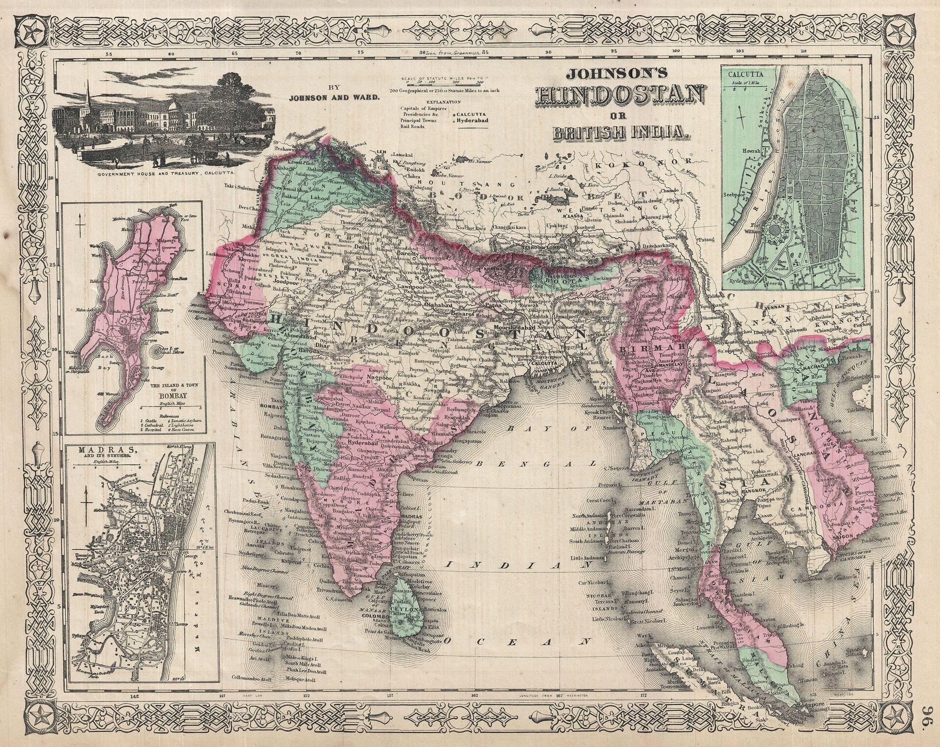 1864 'Johnson's Map of Hindostan or British India'. - Sputnik International, 1920, 14.08.2022