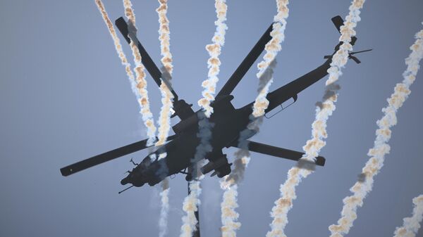 The Mil Mi-28N Night Hunter attack helicopter at the opening ceremony of the ARMY-2022 Forum in Kubinka Air Base - Sputnik International