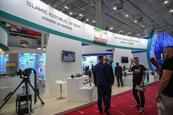 Iran's stand on display at the International Military-Technical Forum ARMY-2022 at the Patriot Congress and Exhibition Center. - Sputnik International