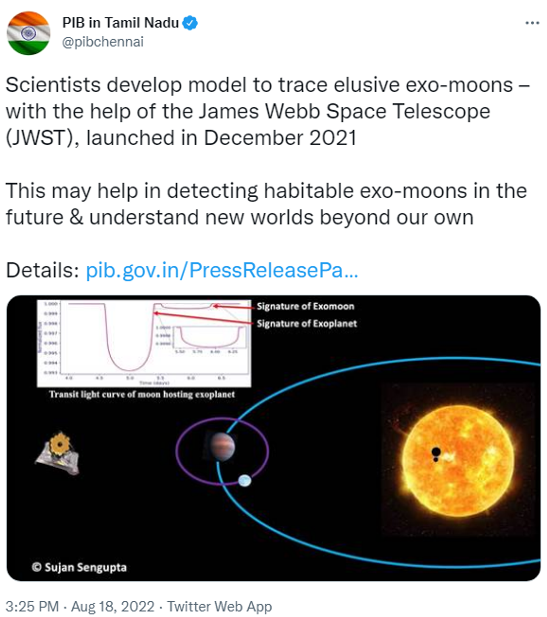 Scientists develop a model to trace elusive exo-moons with the help of the James Webb Space Telescope (JWST). - Sputnik International, 1920, 18.08.2022