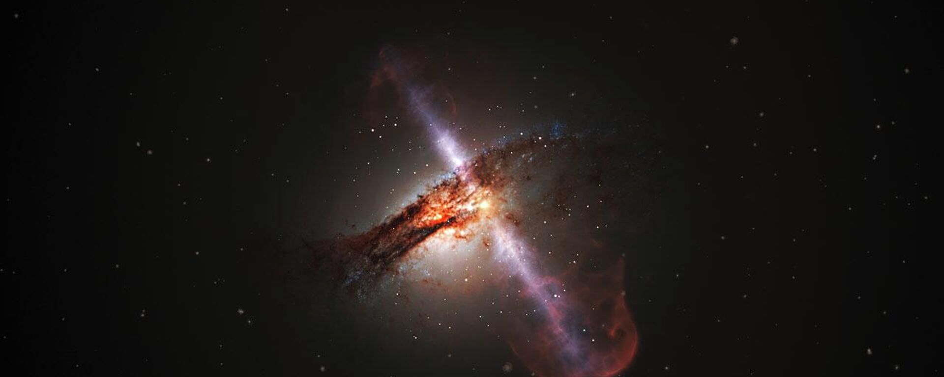 Artist’s illustration of galaxy with jets from a supermassive black hole - Sputnik International, 1920, 29.06.2023