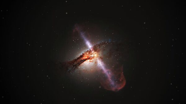 Artist’s illustration of galaxy with jets from a supermassive black hole - Sputnik International