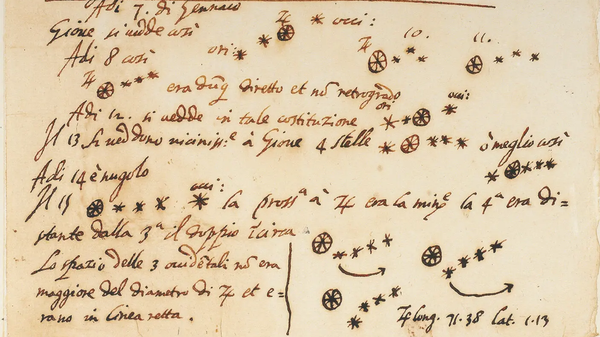 This is an image of a 1930s forgery purporting to be a draft of a letter written by Galileo Galilei in August 1609 to Leonardo Donato, Doxe de Venexia, and currently held in the University of Michigan Harlan Hatcher Graduate Library's Special Collections - Sputnik International