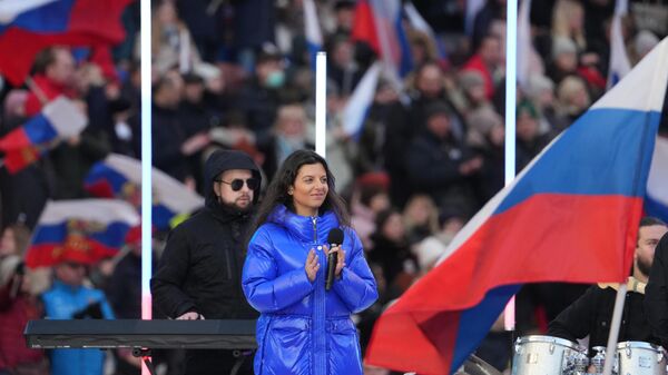 Margarita Simonyan takes part in concert dedicated to 8th anniversary of Crimea's reunification with Russia. Moscow, March 18, 2022 - Sputnik International