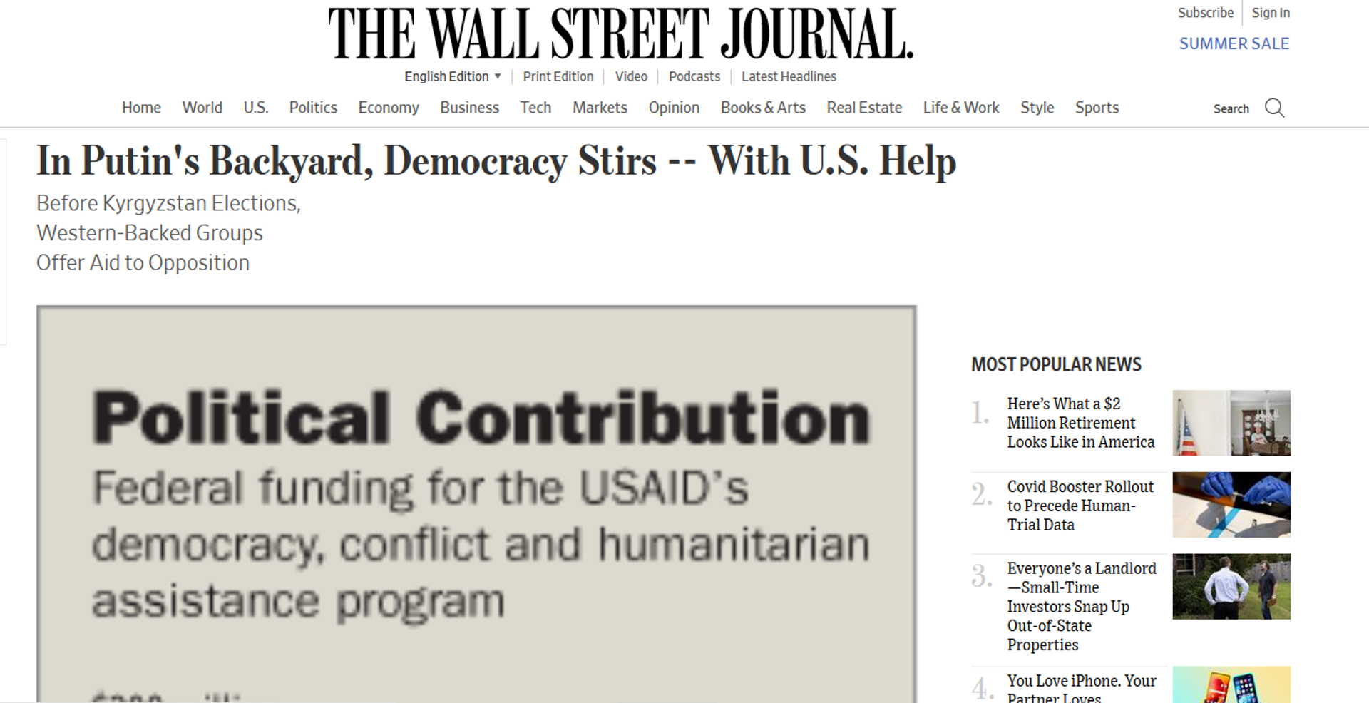 Wall Street Journal article from 2005 explaining how US helped bring democracy to Kyrgyzstan. - Sputnik International, 1920, 29.08.2022