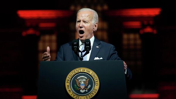 President Joe Biden speaks outside Independence Hall, Thursday, Sept. 1, 2022, in Philadelphia. - Sputnik International