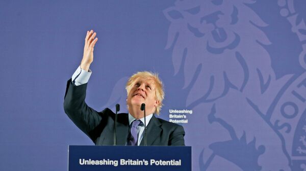 British Prime Minister Boris Johnson outlines his government's negotiating stance with the European Union after Brexit, during a key speech at the Old Naval College in Greenwich, London, Monday, Feb. 3, 2020 - Sputnik International