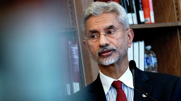 Indian External Affairs Minister Dr. S. Jaishankar speaks as he and Secretary of State Antony Blinken host a US-India higher education dialogue at the Howard University Founders Library in Washington, Tuesday, April 12, 2022. - Sputnik International
