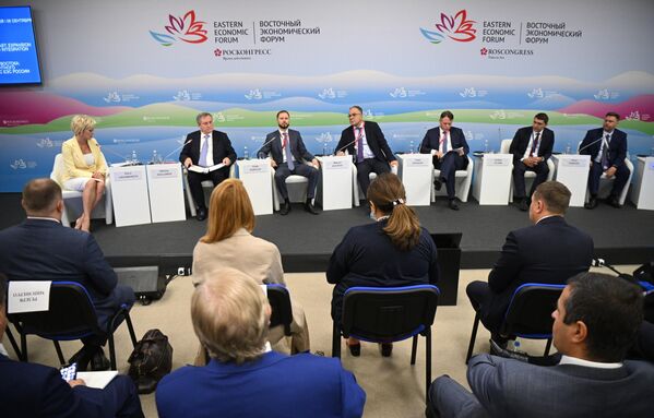 Participants in the session Electric Power Industry in the Far East: Expanding the Competitive Pricing Zone and Integration with the UES of Russia at the Eastern Economic Forum in Vladivostok. - Sputnik International