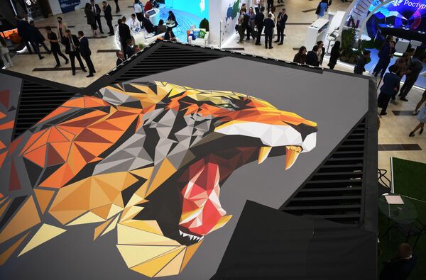 An image of a tiger on one of the pavilions at the Eastern Economic Forum exhibition in Vladivostok - Sputnik International