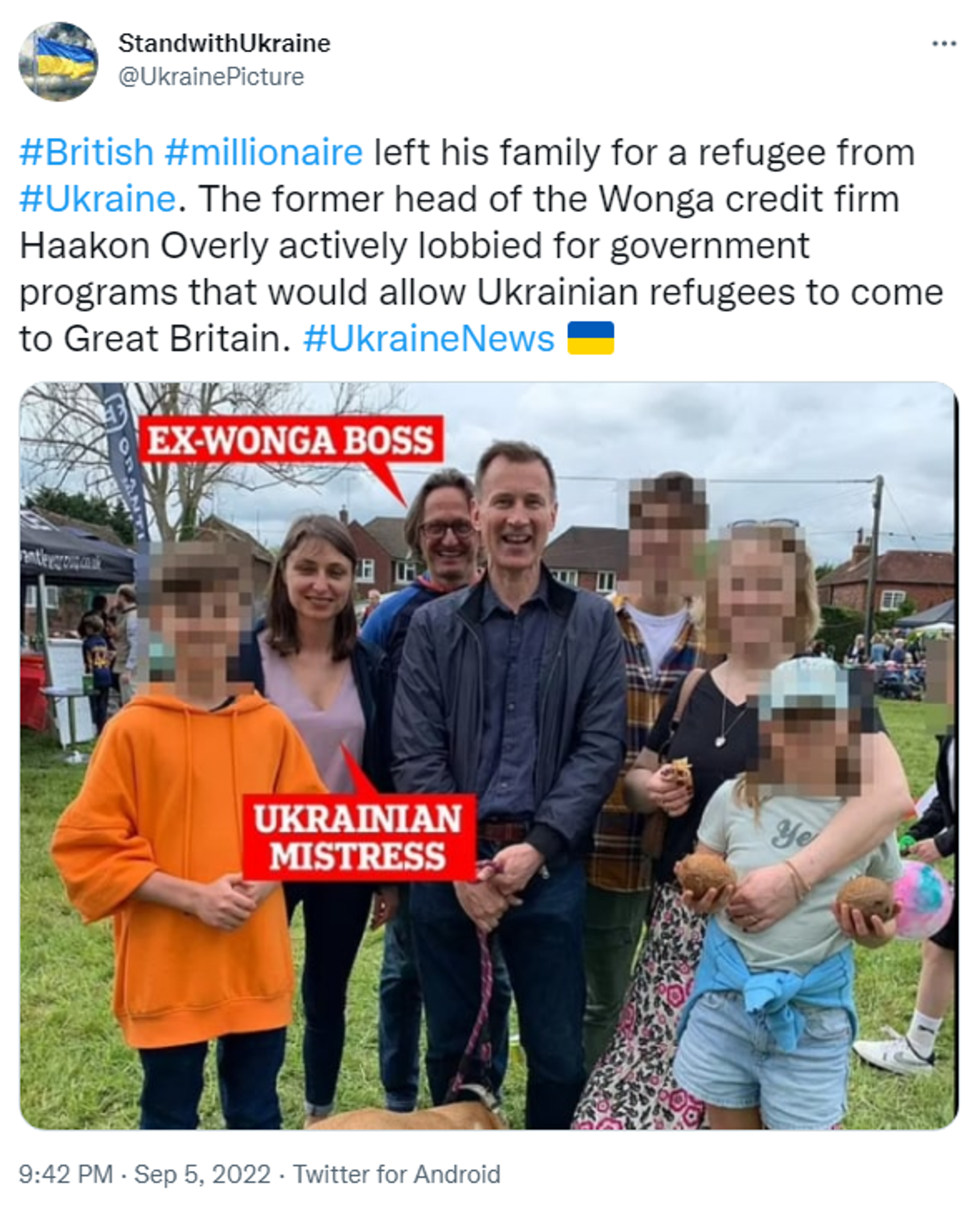 Tweet celebrating a Ukrainian refugee's success in breaking up the British family who took her in - Sputnik International, 1920, 07.09.2022