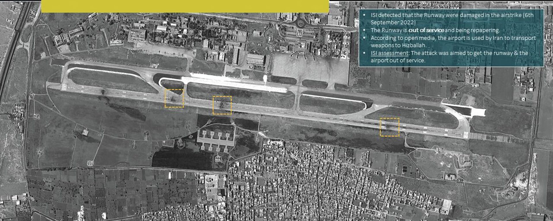 A handout picture released by ImageSat International (ISI) on September 7, 2022, shows a satellite image depicting the damage at Aleppo airport in northern Syria following reported Israeli strikes on September 6, 2022.  - Sputnik International, 1920, 07.09.2022