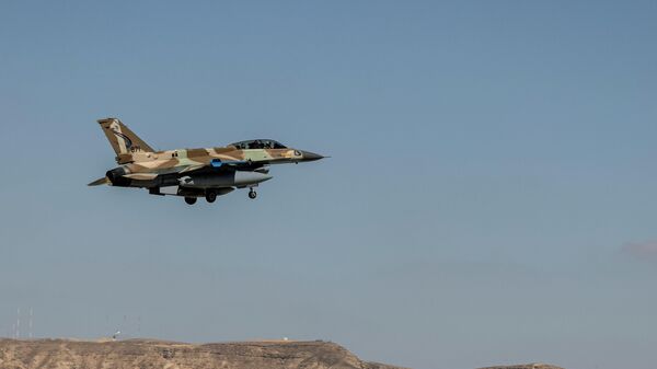 An Israeli F-16 takes off during the bi-annual multi-national aerial exercise known as the Blue Flag, at Ovda airbase near Eilat, southern Israel, Sunday, Oct. 24, 2021.  - Sputnik International