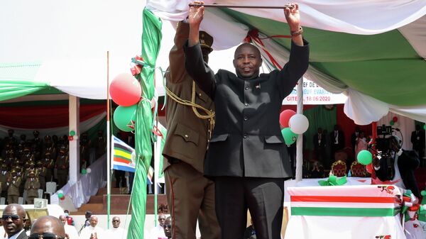 FILE - Burundi's President Evariste Ndayishimiye gestures to the crowd after his inauguration in Gitega, Burundi on June 18, 2020. Opposition leaders and human rights groups warned in Dec. 2021 that Burundi's government has shown little if any improvement under Ndayishimiye, who took office after the death of President Pierre Nkurunziza in 2020 with talk of reforms after years of deadly political crackdowns. - Sputnik International