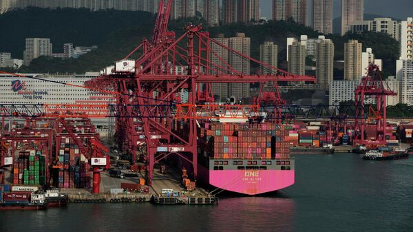 Shipping containers are seen at a port of Kwai Tsing Container Terminals in Hong Kong, Friday, Nov. 5, 2021 - Sputnik International