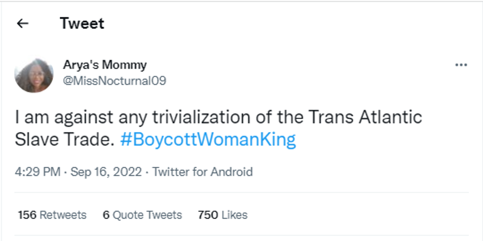 A #BoycottWomanKing Twitter user's tweet - Sputnik International, 1920, 17.09.2022