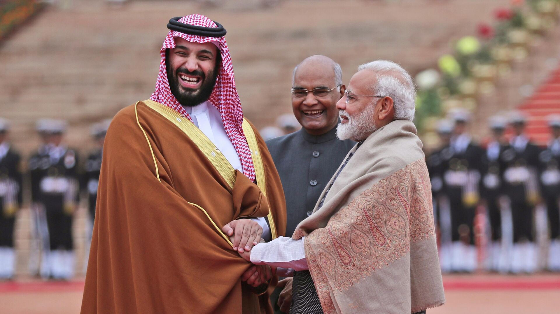 FILE - In this Feb. 20, 2019 file photo, Saudi Arabia's Crown Prince Mohammed bin Salman shakes hand with Indian Prime Minister Narendra Modi during a ceremonial welcome in New Delhi, India - Sputnik International, 1920, 20.09.2022