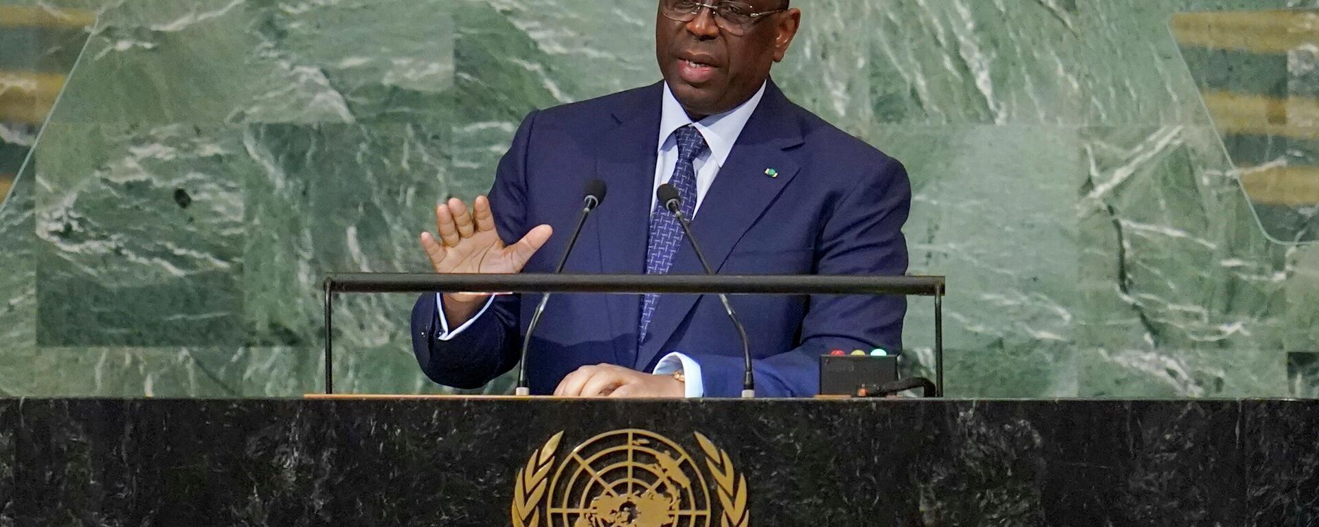 President of Senegal and African Union chairperson Macky Sall addresses the 77th session of the General Assembly at United Nations headquarters, Tuesday, Sept. 20, 2022. - Sputnik International, 1920, 20.09.2022