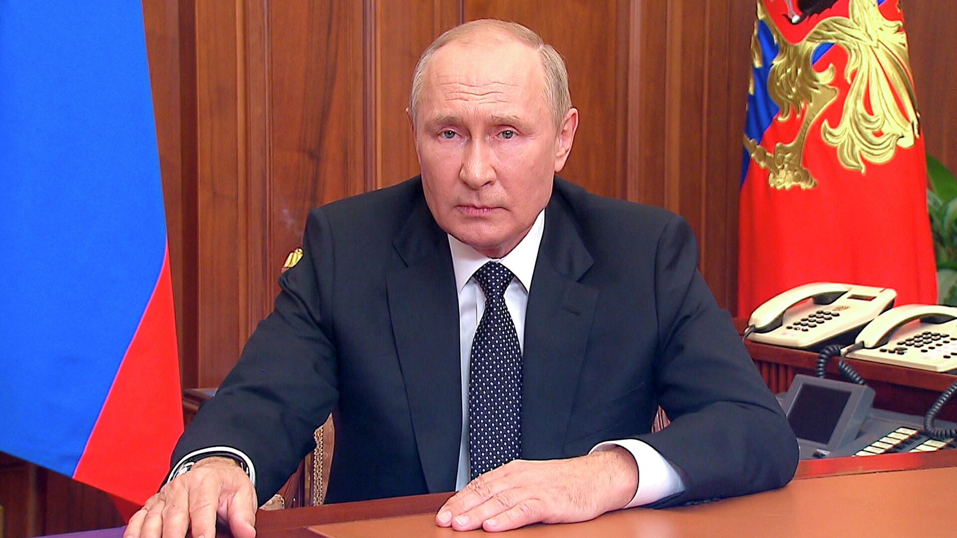 In this image released by the Russian Presidential Press Service, Russian President Vladimir Putin addresses the nation in Moscow, Russia, Wednesday, Sept. 21, 2022 - Sputnik International, 1920, 21.09.2022