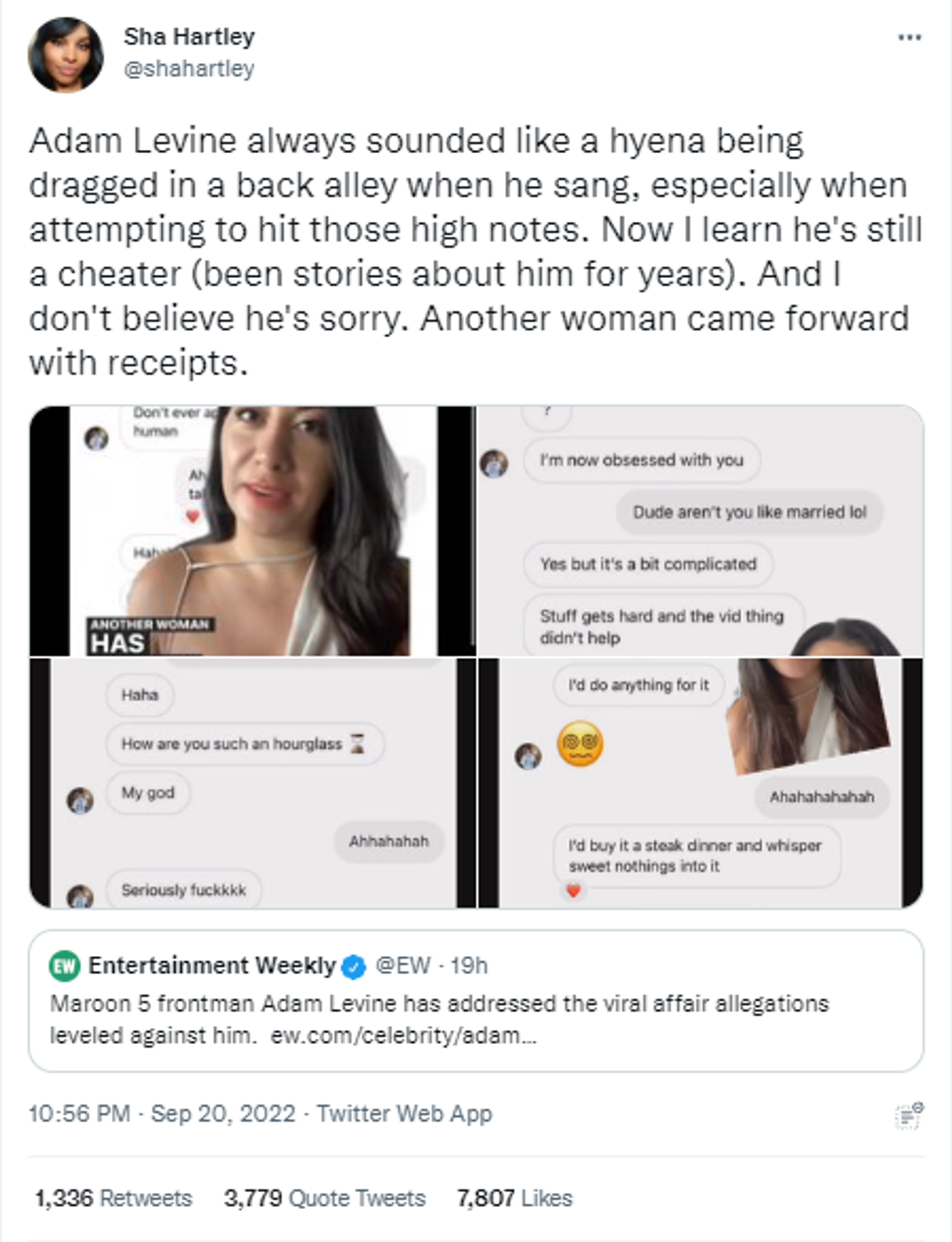 Screenshots of alleged flirtatious chats 'Maroon 5' singing star Adam Levine had with women on social media  - Sputnik International, 1920, 21.09.2022