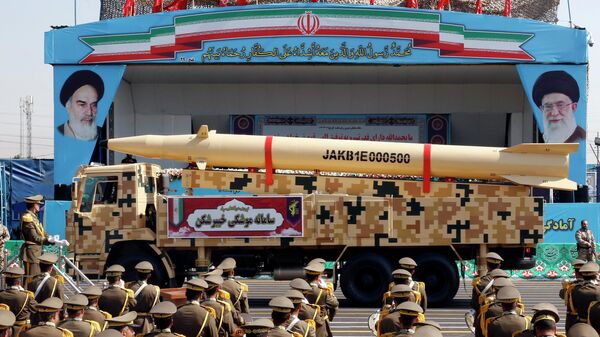 Iranian missile Kheibar Shekan on display during the annual military parade marking the anniversary of the outbreak of the devastating 1980-1988 war with Saddam Hussein's Iraq, in the capital Tehran on September 22, 2022 - Sputnik International