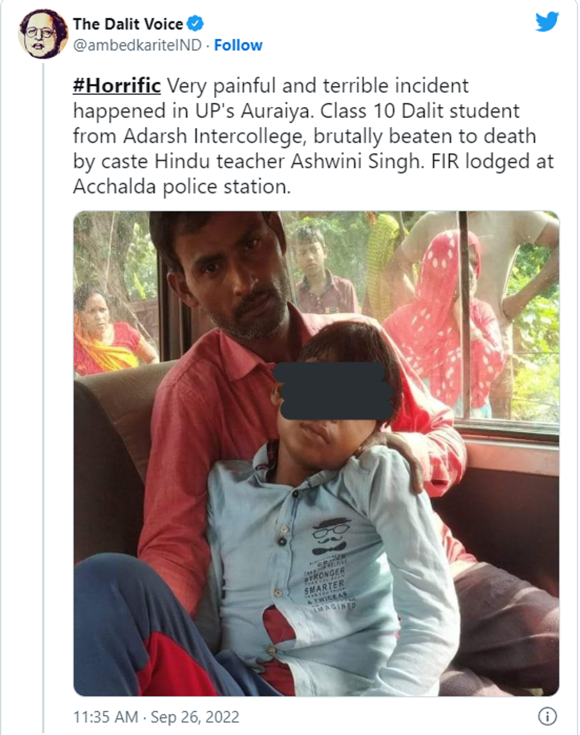 Twitter screenshot of the deceased Dalit boy along with a family member in India's Uttar Pradesh - Sputnik International, 1920, 27.09.2022