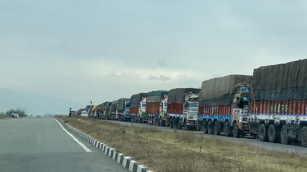 Hundred of trucks carrying Kashmiri apples remain on the only highway connecting Kashmir region to the world - Sputnik International