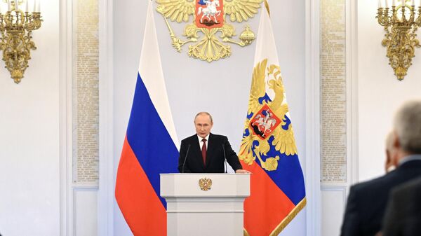 Putin Speaks at Ceremony on Accession of New Territories Into Russian Federation - Sputnik International
