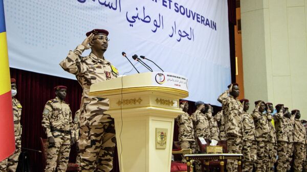 Transition President Mahamat Idriss Deby Itno gestures during the opening ceremony of the national dialogue at the January 15 Palace in N'Djamena, on August 20, 2022. - More than 1,400 delegates from the military government, civil society, opposition parties, trade unions and rebel groups gathered in N'Djamena for the national dialogue that is scheduled to last three weeks. ( - Sputnik International