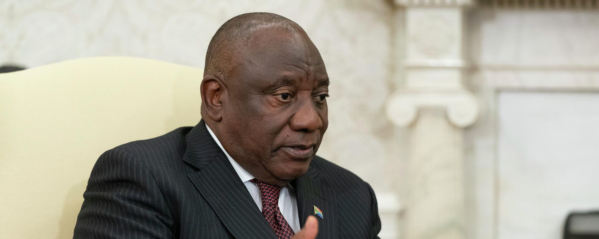 South African President Cyril Ramaphosa speaks during a meeting with President Joe Biden in the Oval Office of the White House, Friday, Sept. 16, 2022, in Washington. (AP Photo/Alex Brandon) - Sputnik International, 1920, 04.12.2022