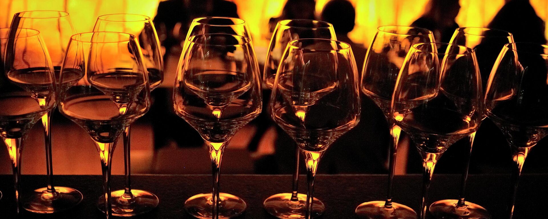 In this Sunday, Jan. 16, 2011 photo, wine glasses stand in the foreground of a group learning wine appreciation and fine dining, being conducted by Tulleeho Beverage Innovations at a restaurant in New Delhi, India. - Sputnik International, 1920, 17.10.2022